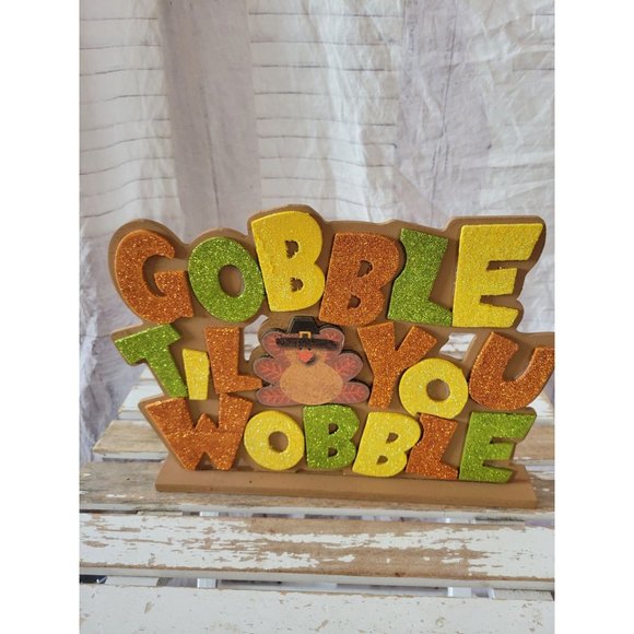 Turkey Thanksgiving sparkle shabby chic sign home decor kitchen unique sparkle w - Picture 1 of 9